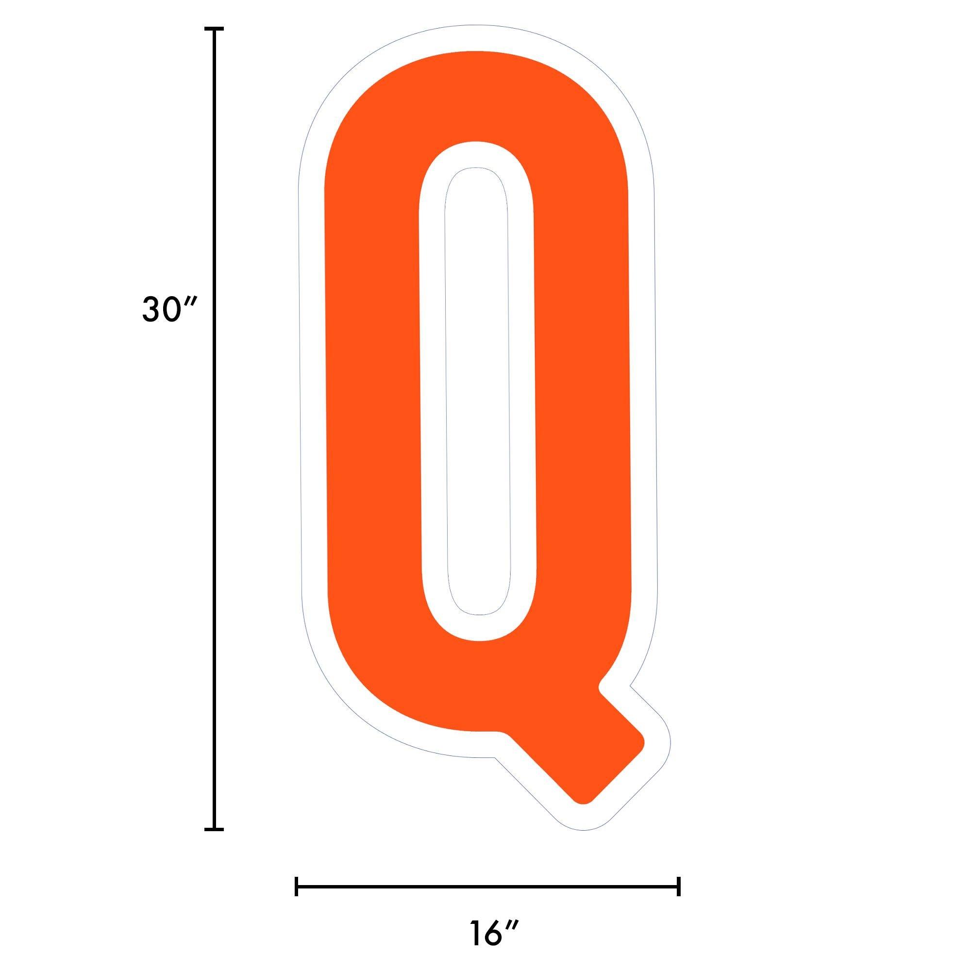 Orange Letter (Q) Corrugated Plastic Yard Sign, 30in